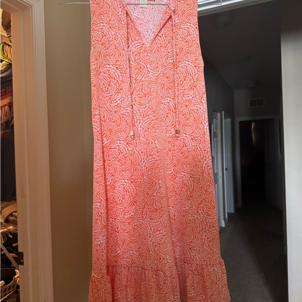Michael Kors Orange and White Patterned Dress